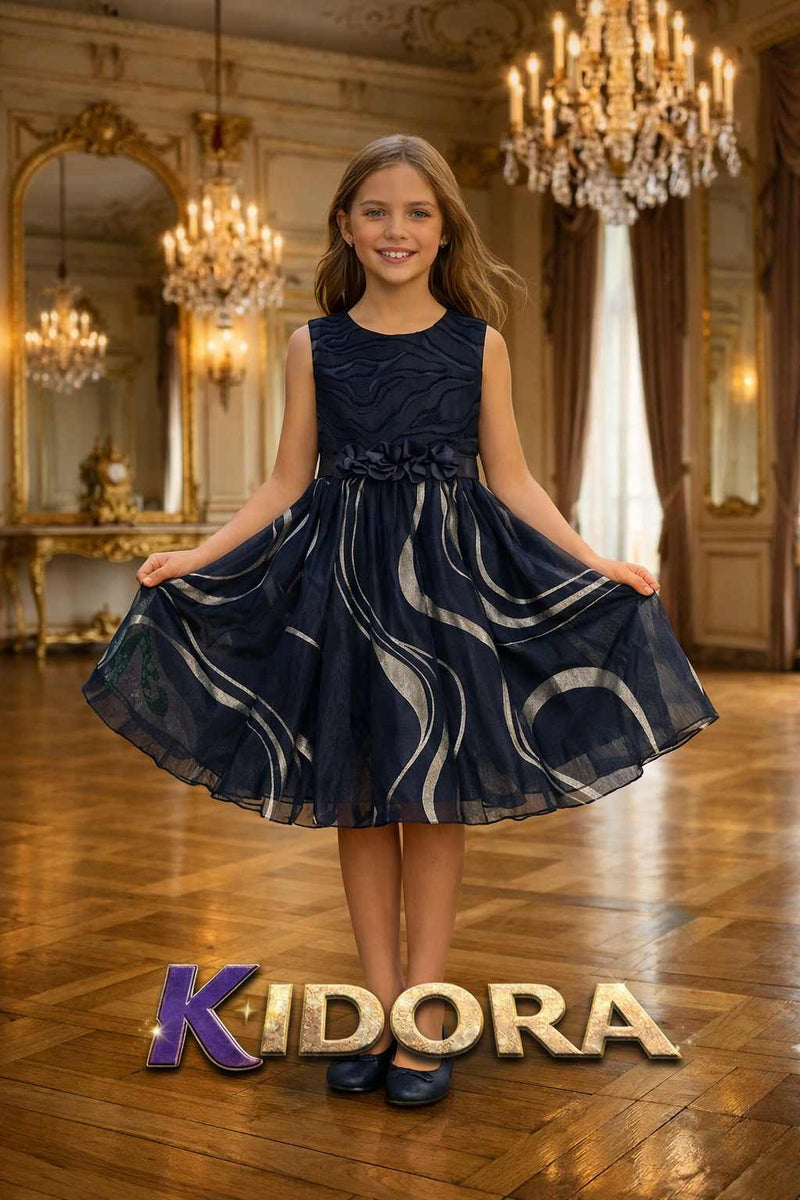 فستان "كيدورا" باريس الملكي - تصميم كحلي فاخر بنقوش فضية ساحرة